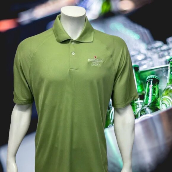 NWT Heineken Premium Light Beer Adidas Climacool Mesh Vented Golf Polo Shirt MD - Picture 1 of 14